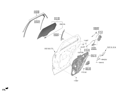2026 Hyundai Genesis GV70 LATCH ASSY-REAR DOOR,RH Diagram for 81420-AR200