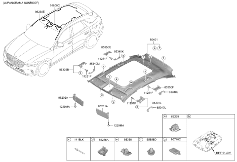 2025 Hyundai Genesis GV70 US made Sunvisor & Head Lining Diagram 2