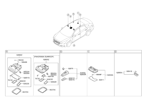 2016 Hyundai Sonata Hybrid Room Lamp Assembly Diagram for 92850-C1000-PPB