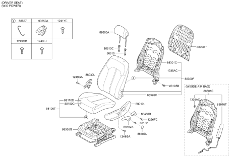 2016 Hyundai Sonata Hybrid Front Seat Diagram 3