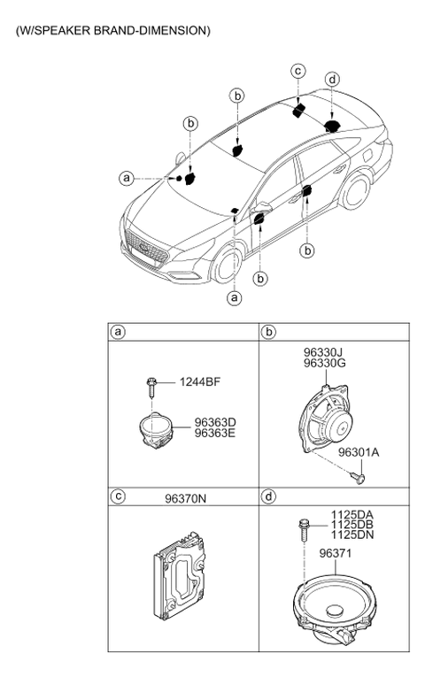 2017 Hyundai Sonata Hybrid Front Door Speaker Assembly,Right Diagram for 96340-C2200