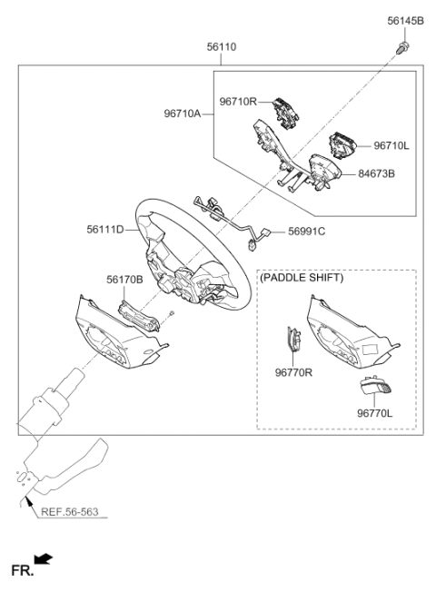 2017 Hyundai Sonata Hybrid Steering Wheel Assembly Diagram for 56110-E6060-TRY