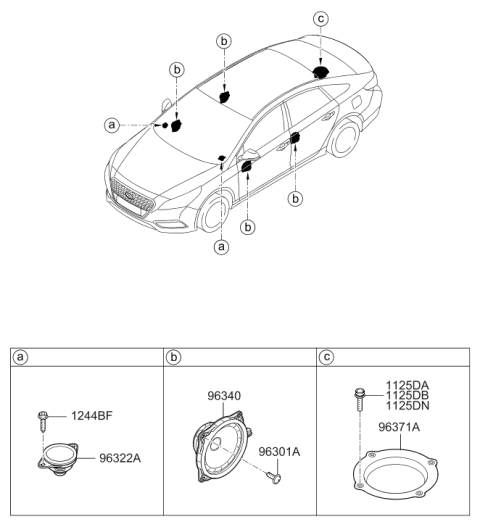 2016 Hyundai Sonata Hybrid Middle Speaker Assembly Diagram for 96320-C1000