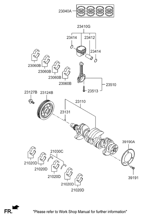 2016 Hyundai Sonata Hybrid Damper Pulley Diagram for 23124-2E312