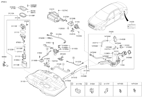 2017 Hyundai Sonata Hybrid Sensor Assembly Diagram for 31480-E6800