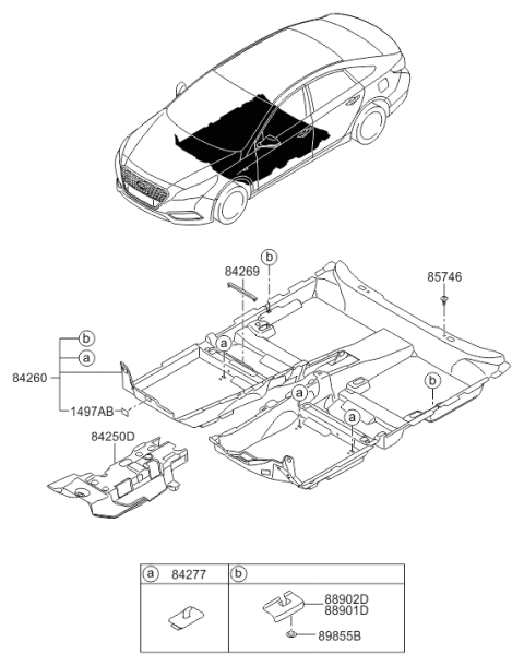 2017 Hyundai Sonata Hybrid Pad Assembly-Front Tunnel Diagram for 84250-C1000