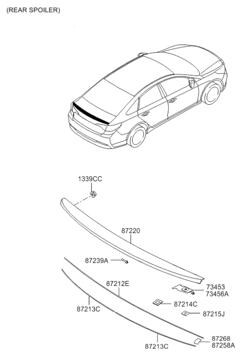 2017 Hyundai Sonata Hybrid Rear Spoiler Diagram for 87251-E6000
