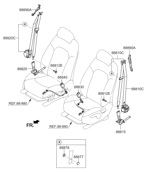 2016 Hyundai Sonata Hybrid Right Passenger Side Front Seat Belt Diagram for 88820-E6500-PPB