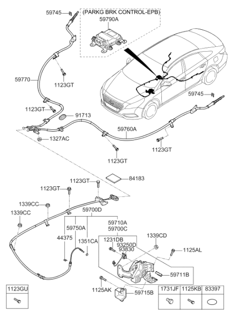 2017 Hyundai Sonata Hybrid Grommet-Blanking Diagram for 91143-3V500