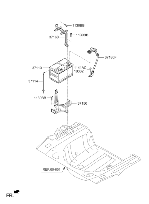 2017 Hyundai Sonata Hybrid Battery Sensor Assembly Diagram for 37180-M9100