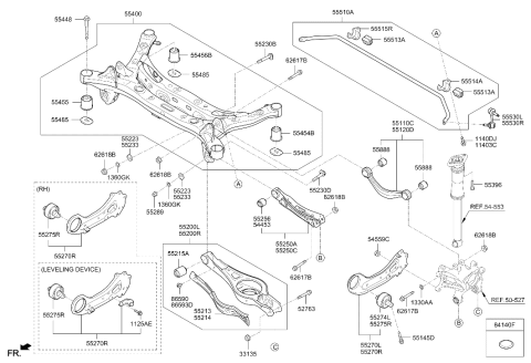 2016 Hyundai Sonata Hybrid Rear Lower Arm Complete Left Hand Diagram for 55210-E6700