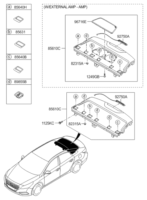 2016 Hyundai Sonata Hybrid High Mounted Stop Lamp Assembly Diagram for 92700-C1000