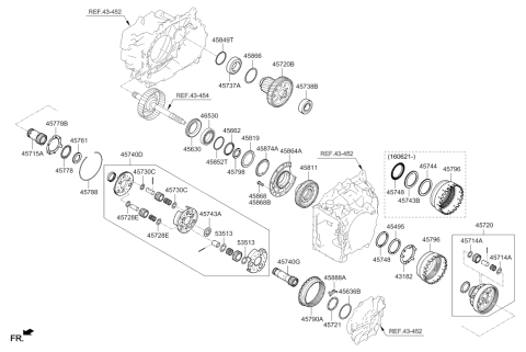 2016 Hyundai Sonata Hybrid Taper Roller Bearing Diagram for 45737-3B700