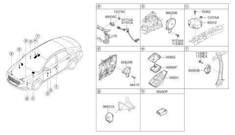 2016 Hyundai Sonata Hybrid Burglar Alarm Horn Assembly Diagram for 96630-C1000