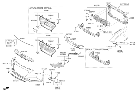 2017 Hyundai Sonata Hybrid Radiator Grille Assembly Diagram for 86350-E6300