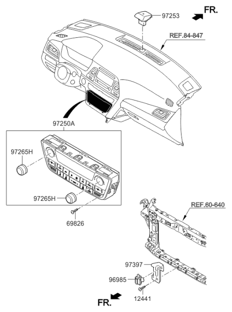 2017 Hyundai Sonata Hybrid Heater Control Assembly Diagram for 97250-E6730-GU