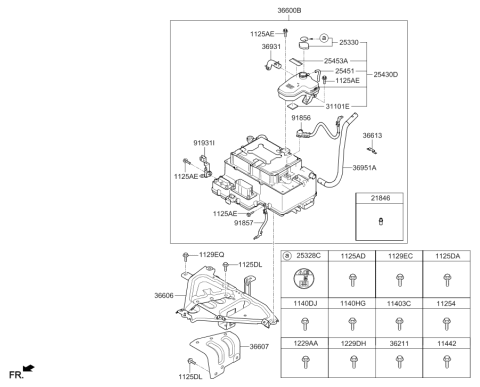 2016 Hyundai Sonata Hybrid HPCU Reservoir Module Diagram for 36600-3D025