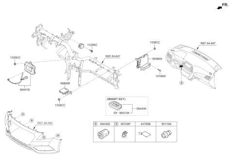 2017 Hyundai Sonata Hybrid Brake Control Module And Receiver Unit Assembly Diagram for 95400-E6800