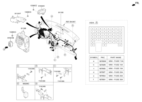 2017 Hyundai Sonata Hybrid Instrument Panel Junction Box Assembly Diagram for 91950-E6010