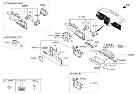 2017 Hyundai Sonata Hybrid Digital Clock Assembly Diagram for 94510-C1500-4X