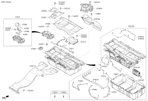 2017 Hyundai Sonata Hybrid BATTERY MODULE ASSY Diagram for 37512-E6500