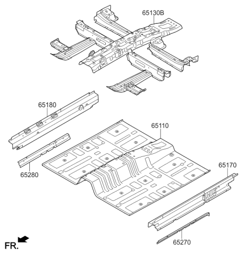 2016 Hyundai Sonata Hybrid Panel Assembly-Center Floor Diagram for 65110-E6000