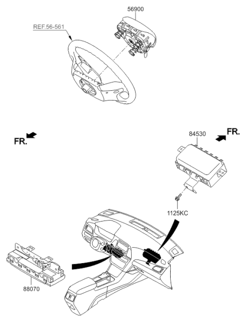 2016 Hyundai Sonata Hybrid Steering Wheel Air Bag Module Assembly Diagram for 80100-E6000-TRY