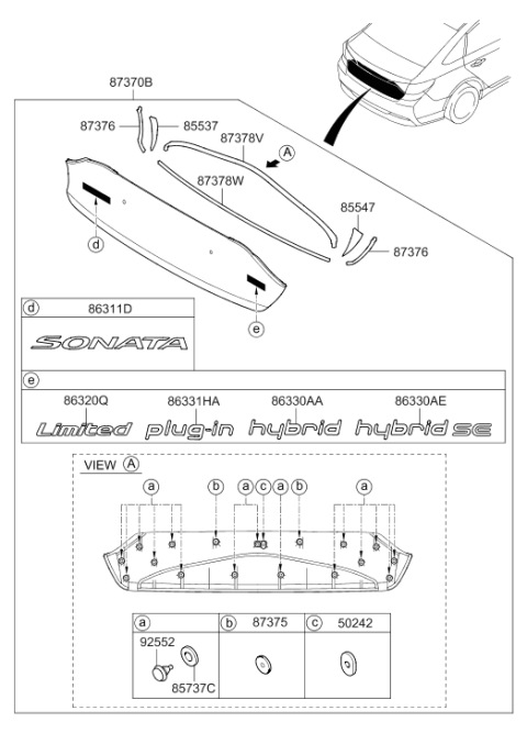 2016 Hyundai Sonata Hybrid Limited Emblem Diagram for 86313-E6000