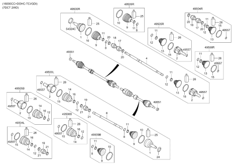 2020 Hyundai Elantra Korean made Drive Shaft-Front Diagram 3