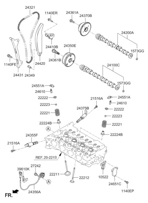 2020 Hyundai Elantra Korean made Camshaft & Valve Diagram 2