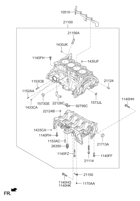 2020 Hyundai Elantra Korean made Cylinder Block Diagram 2
