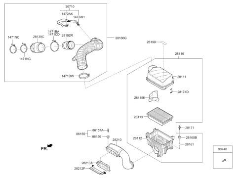 2020 Hyundai Elantra Korean made Air Cleaner Diagram 3