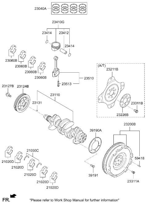 2020 Hyundai Elantra Korean made Crankshaft & Piston Diagram 2