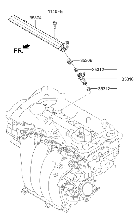 2020 Hyundai Elantra Korean made Throttle Body & Injector Diagram 2