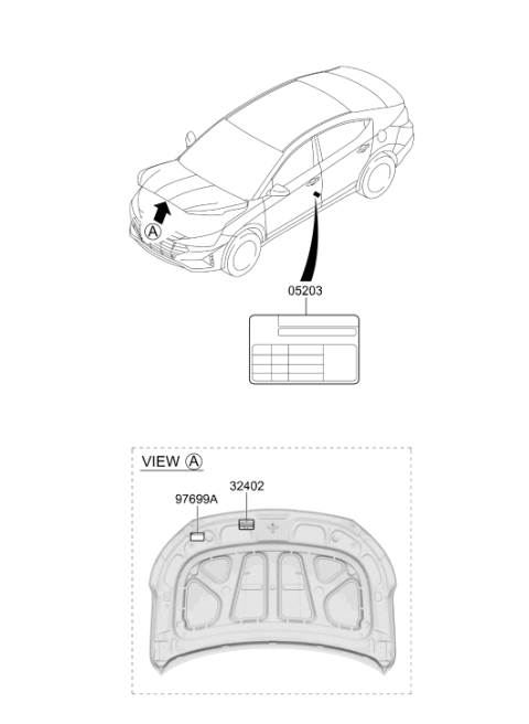 2020 Hyundai Elantra Korean made Label Diagram 2