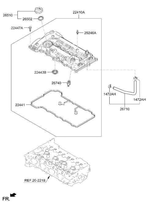2019 Hyundai Elantra Korean made Rocker Cover Diagram 2
