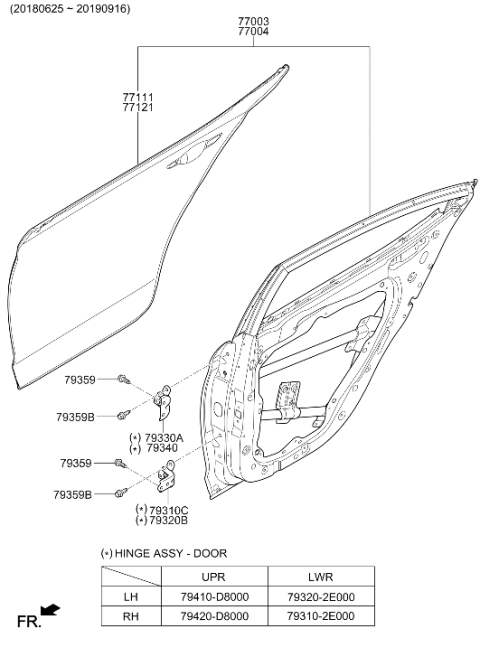 2020 Hyundai Elantra Korean made Panel-Rear Door Diagram 2