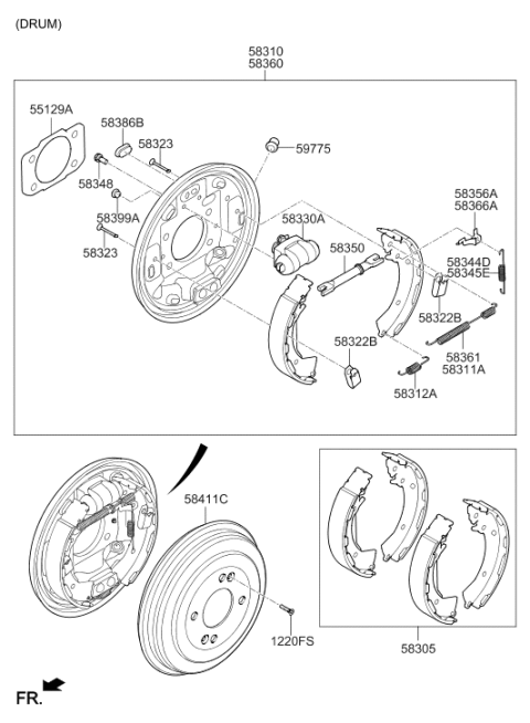 2020 Hyundai Elantra Korean made Rear Wheel Brake Diagram 2