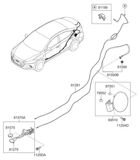 2017 Hyundai Elantra Cable Assembly-Trunk Lid Release Diagram for 81280-F2000