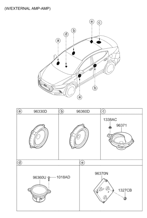 2018 Hyundai Elantra US Alabama made Speaker Diagram 2