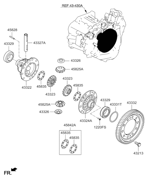 2016 Hyundai Elantra Differential Case Diagram for 43322-2C200