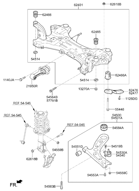 2016 Hyundai Elantra Crossmember Complete Diagram for 62405-F3050