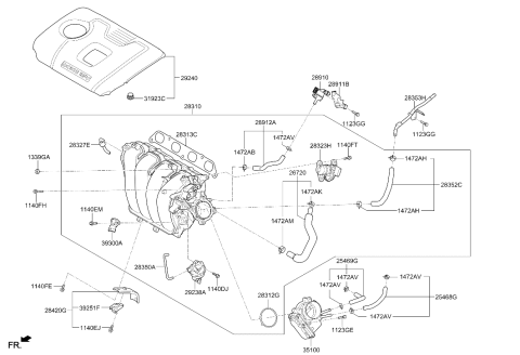2016 Hyundai Elantra PCV Hose Assembly Diagram for 29021-03310