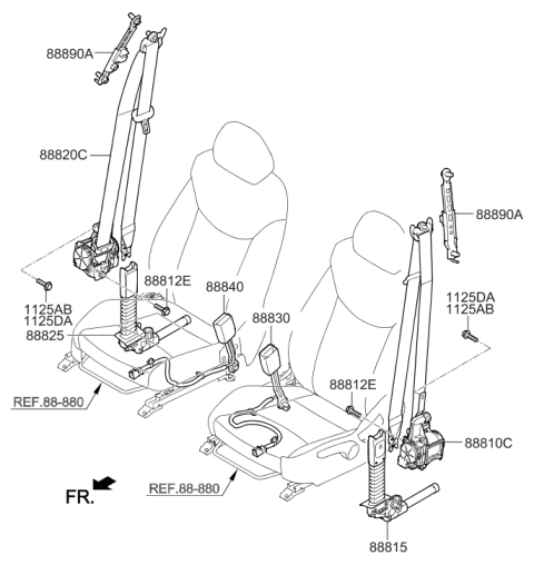 2017 Hyundai Elantra Front Seat Belt Assembly Left Diagram for 88810-F3000-TRY