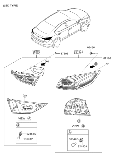2018 Hyundai Elantra US Alabama made Rear Combination Lamp Diagram 2