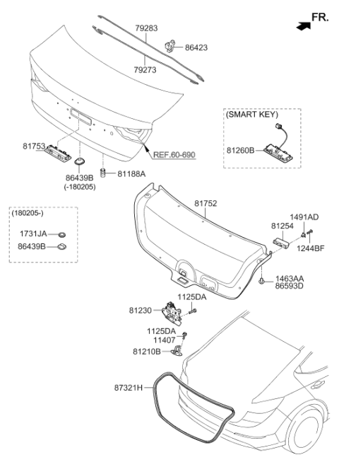 2018 Hyundai Elantra Cover-Trunk Lid Trim Blanking Diagram for 81266-F2000