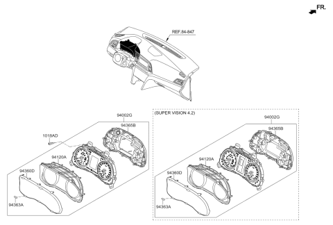 2017 Hyundai Elantra Instrument Cluster Assembly Diagram for 94001-F3001