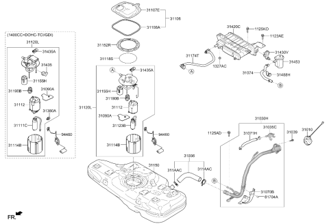 2018 Hyundai Elantra Fuel Tank Assembly Diagram for 31150-F3500