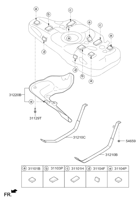 2017 Hyundai Elantra Fuel Tank Band Assembly Left Hand Diagram for 31210-F2000