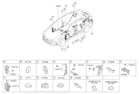 2017 Hyundai Elantra Grommet Diagram for 91980-3T110